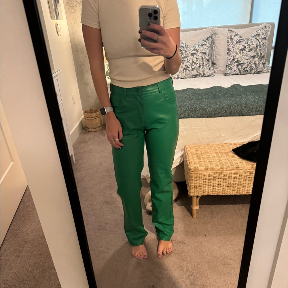 Zara green leather pants